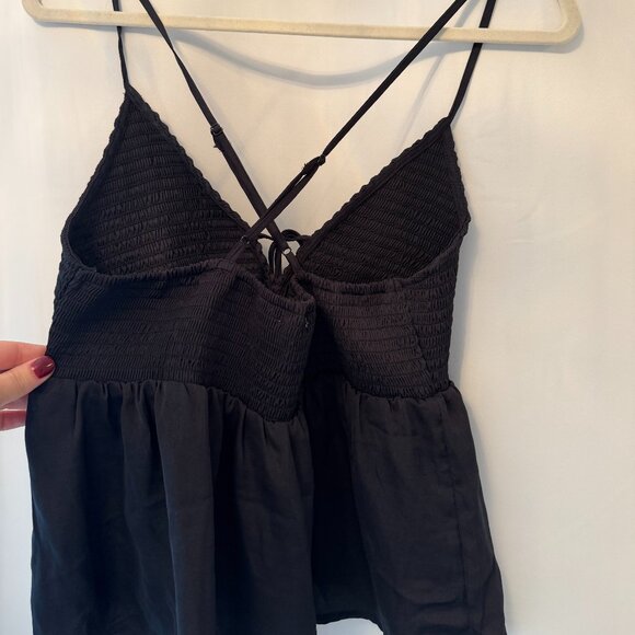 Black Flowy Babydoll Cami with Crossed Back - Picture 2 of 2